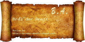 Bröder Anett névjegykártya